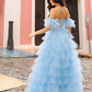 Nox Anabel T1338 Long Ruffled Tiered Skirt A-Line Ball Gown Arm Cuffs