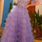 Nox Anabel T1338 Long Ruffled Tiered Skirt A-Line Ball Gown Arm Cuffs