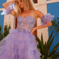 Nox Anabel T1338 Long Ruffled Tiered Skirt A-Line Ball Gown Arm Cuffs