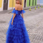 Nox Anabel T1338 Long Ruffled Tiered Skirt A-Line Ball Gown Arm Cuffs