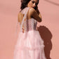 Nox Anabel T1340 Long Ruffled Skirt Boned Bustier Ribbon Strap A-Line Gown