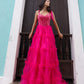 Nox Anabel T1340 Long Ruffled Skirt Boned Bustier Ribbon Strap A-Line Gown