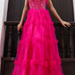 Nox Anabel T1340 Long Ruffled Skirt Boned Bustier Ribbon Strap A-Line Gown