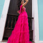 Nox Anabel T1340 Long Ruffled Skirt Boned Bustier Ribbon Strap A-Line Gown
