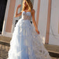 Nox Anabel T1340 Long Ruffled Skirt Boned Bustier Ribbon Strap A-Line Gown