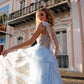 Nox Anabel T1340 Long Ruffled Skirt Boned Bustier Ribbon Strap A-Line Gown