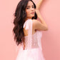Nox Anabel T1340 Long Ruffled Skirt Boned Bustier Ribbon Strap A-Line Gown