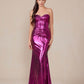 Nox Anabel T1499 Dress Strapless Metallic Satin Fitted Gown