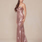 Nox Anabel T1499 Dress Strapless Metallic Satin Fitted Gown