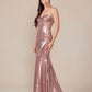 Nox Anabel T1499 Dress Strapless Metallic Satin Fitted Gown