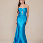 Nox Anabel T1500 Dress Satin Strapless Floor Length Keyhole Bodice