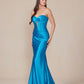 Nox Anabel T1500 Dress Satin Strapless Floor Length Keyhole Bodice