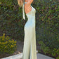 Astee T2001 Fitted Long V-Neckline Halter Top Evening Gown