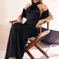 Astee T2005 Fitted Sleek Twisted Halter Top Satin Mermaid Gown