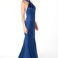 Astee T2005 Fitted Sleek Twisted Halter Top Satin Mermaid Gown