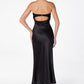 Astee T2006 Tea Length Satin Dress Cut Out Cowl-Like Back
