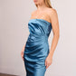 Astee T2006 Tea Length Satin Dress Cut Out Cowl-Like Back