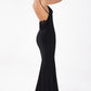 Astee T2008 Fitted Spaghetti Strap Open Back with Lace Detail Gown