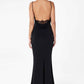 Astee T2008 Fitted Spaghetti Strap Open Back with Lace Detail Gown