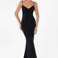 Astee T2008 Fitted Spaghetti Strap Open Back with Lace Detail Gown