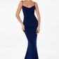 Astee T2008 Fitted Spaghetti Strap Open Back with Lace Detail Gown