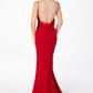 Astee T2008 Fitted Spaghetti Strap Open Back with Lace Detail Gown