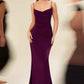 Astee T2008W Fitted Spaghetti Strap Open Back with Lace Detail Gown