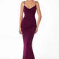 Astee T2008 Fitted Spaghetti Strap Open Back with Lace Detail Gown