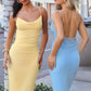 Astee T2008W Fitted Spaghetti Strap Open Back with Lace Detail Gown
