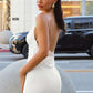 Astee T2008W Fitted Spaghetti Strap Open Back with Lace Detail Gown