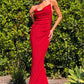 Astee T2008W Fitted Spaghetti Strap Open Back with Lace Detail Gown
