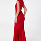 Astee T2009 Long V-Neckline Ruched Mermaid Gown