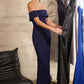 Astee T2011 Off the Shoulder Fitted Evening Gown Back Slit