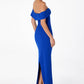 Astee T2011 Off the Shoulder Fitted Evening Gown Back Slit