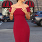 Astee T2011 Off the Shoulder Fitted Evening Gown Back Slit