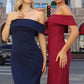 Astee T2011 Off the Shoulder Fitted Evening Gown Back Slit