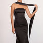 Astee T2012 Strapless Fitted Mermaid Gown with Scarf