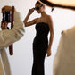 Astee T2012 Strapless Fitted Mermaid Gown with Scarf
