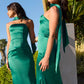Astee T2012 Strapless Fitted Mermaid Gown with Scarf
