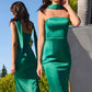 Astee T2012 Strapless Fitted Mermaid Gown with Scarf