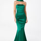 Astee T2012 Strapless Fitted Mermaid Gown with Scarf