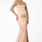 Astee T2012 Strapless Fitted Mermaid Gown with Scarf