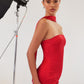 Astee T2012 Strapless Fitted Mermaid Gown with Scarf