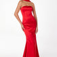 Astee T2012 Strapless Fitted Mermaid Gown with Scarf