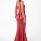 Astee T2012 Strapless Fitted Mermaid Gown with Scarf