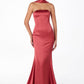 Astee T2012 Strapless Fitted Mermaid Gown with Scarf
