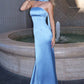 Astee T2012 Strapless Fitted Mermaid Gown with Scarf