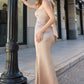 Astee T2012 Strapless Fitted Mermaid Gown with Scarf