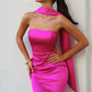Astee T2012 Strapless Fitted Mermaid Gown with Scarf