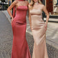 Astee T2012 Strapless Fitted Mermaid Gown with Scarf